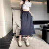 Tibetan blue workwear skirt pants for women's summer 2024 new style Yamamoto skirt skirt skirt skirt skirt seven-inch wide-leg pants Application Scenario